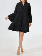 Women's Flare Sleeve V-Neck A-Line Casual Natural Spring Breathable Tunic Dress