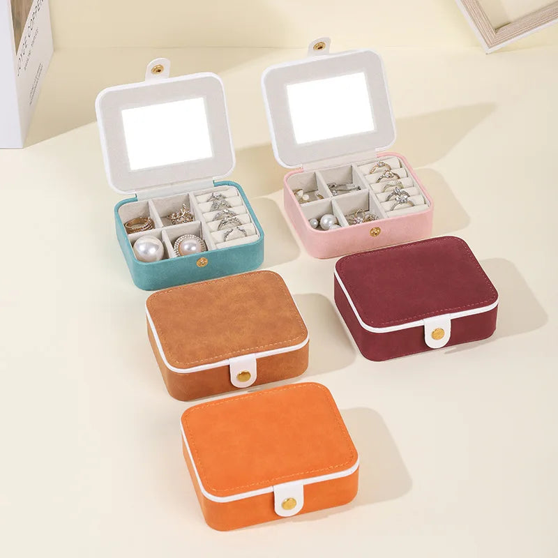 LG7312 Handmade Simple Travel Jewelry Box PU Leather Suede Lining Mini Organizer Customized Color & Logo Women Girls Easy