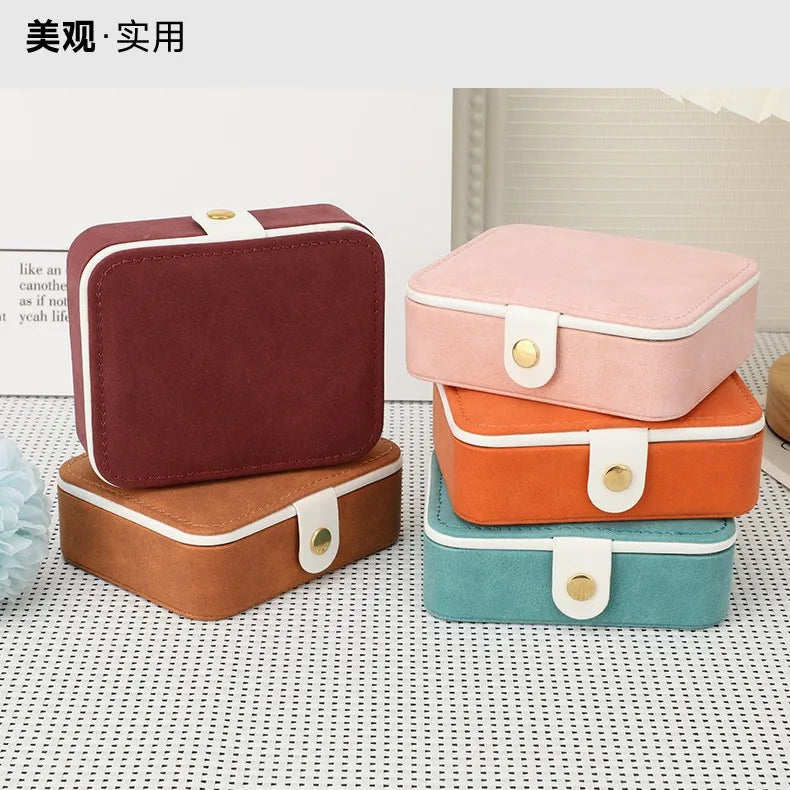 LG7312 Handmade Simple Travel Jewelry Box PU Leather Suede Lining Mini Organizer Customized Color & Logo Women Girls Easy