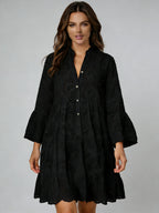 Women's Flare Sleeve V-Neck A-Line Casual Natural Spring Breathable Tunic Dress