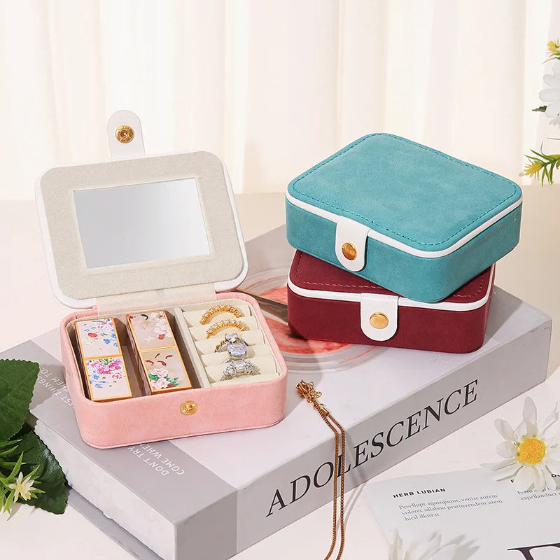 LG7312 Handmade Simple Travel Jewelry Box PU Leather Suede Lining Mini Organizer Customized Color & Logo Women Girls Easy